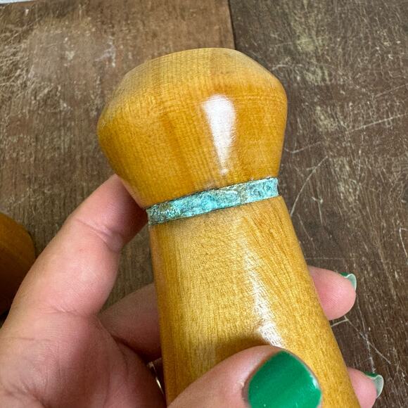 MCM Wood Salt Pepper Shakers Woodpecker Woodware Japan Atomic Mid Century Modern - Picture 4 of 7